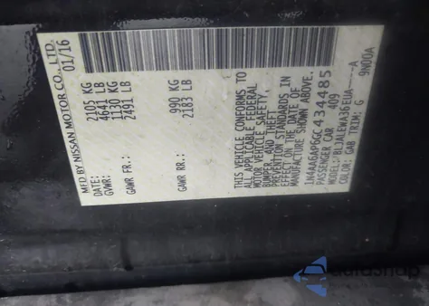 2016 Nissan Maxima 3.5 Sl из США, поврежденный, VIN 1N4AA6AP6GC434485